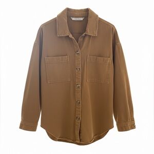 THREAD & SUPPLY Button Down Shirt Jacket Orange Yellow Tan
